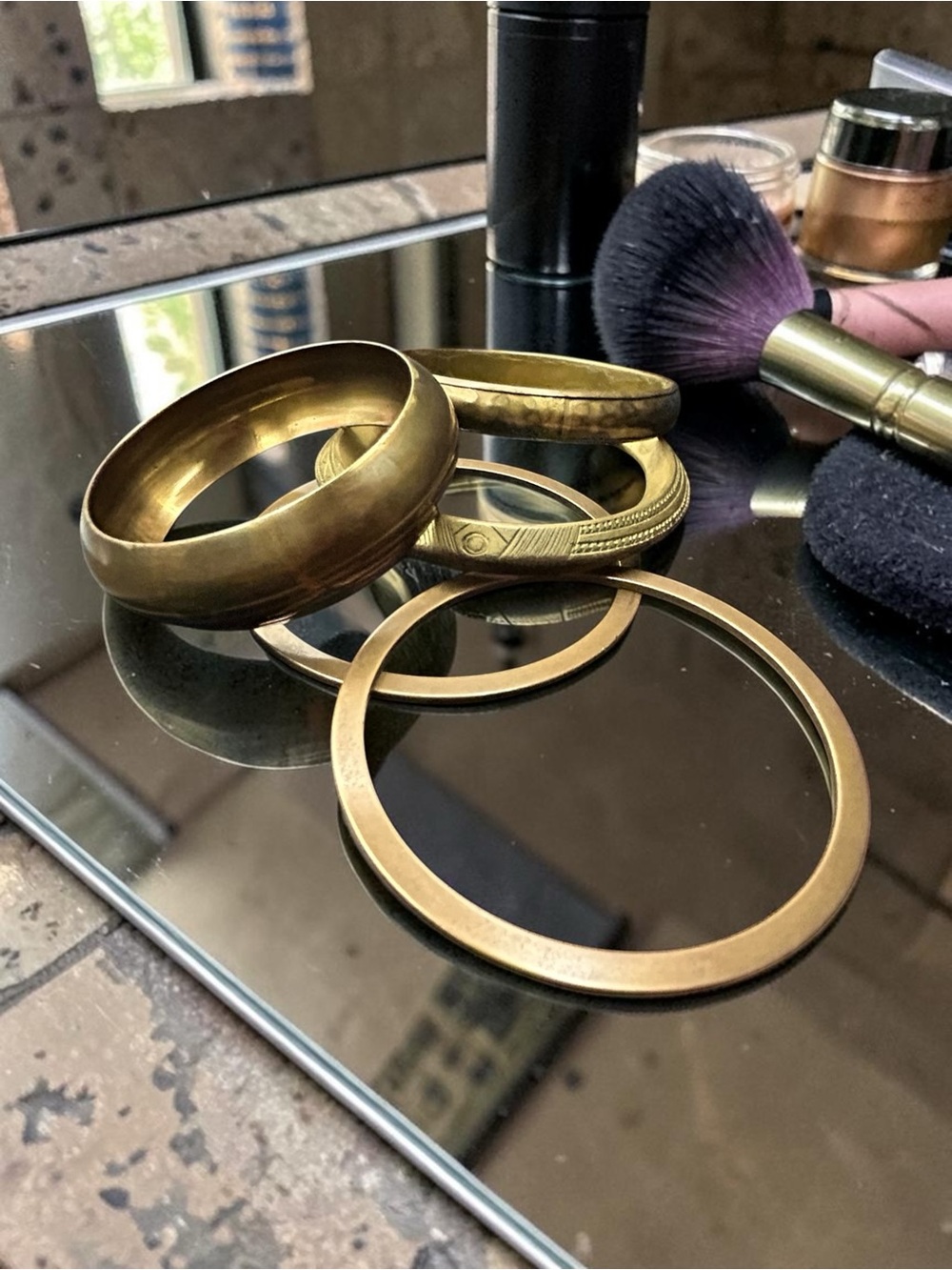Set of Vintage Brass&Copper Bangle Bracelets Handcrafted.